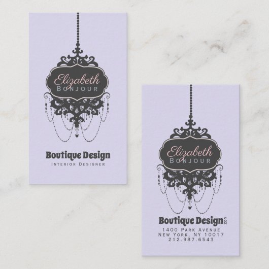 Carte De Visite Chandelier Chic (Changer de couleur) - (Devant / Derrière)
