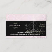 Carte De Visite Chandelier + damas baroque Céline /perle + rose (Dos)