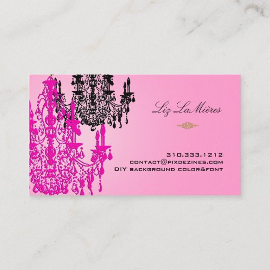 Carte De Visite Chandelier en cristal rose vif PixDezines/couleur  (Dos)