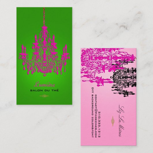 Carte De Visite Chandelier en cristal rose vif PixDezines/couleur  (Devant / Derrière)
