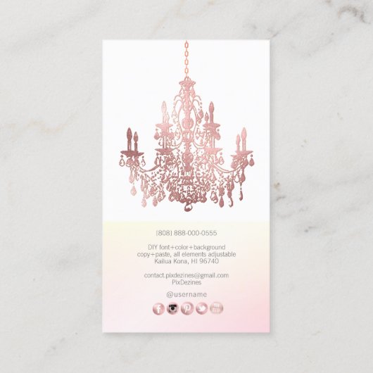 Carte De Visite Chandelier en or rose PixDezines (Dos)