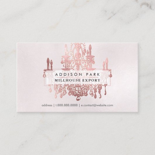 Carte De Visite Chandelier en or rose PixDezines (Devant)