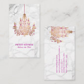 Carte De Visite Chandelier en or Rose PixDezines Marble+Faux (Devant / Derrière)