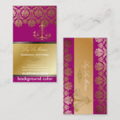 Carte De Visite Chandelier PixDezines + Damask/ Fuschia+Gold Lace (Devant / Derrière)