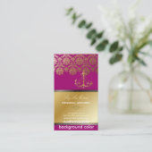 Carte De Visite Chandelier PixDezines + Damask/ Fuschia+Gold Lace (Debout devant)