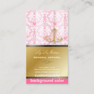 Carte De Visite Chandelier PixDezines + Damask/ Fuschia+Gold Lace