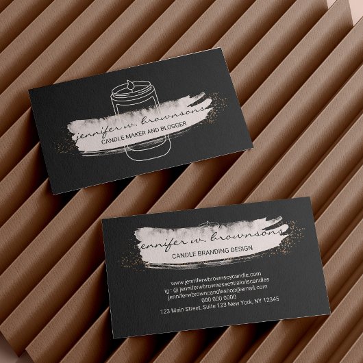 Carte De Visite Chandelle de soja simple et élégante de Black Pink