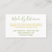 Carte De Visite Chandelle et fonte de cire de soja en fleurs blanc (Dos)