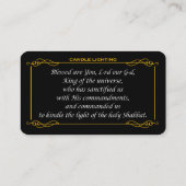 Carte De Visite Chandelle Shabbat Lumière Bénédiction Hébreu Angla (Dos)