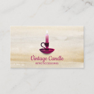 Carte De Visite Chandelle Vintage Rose Beige Aquarelle Bohème