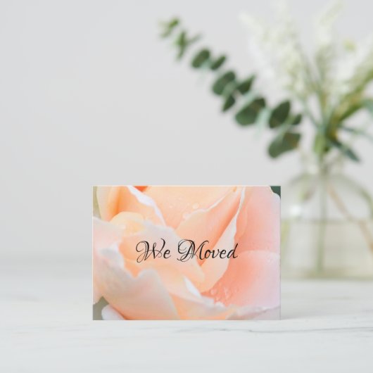 Carte De Visite Change of Address Card – Elegant Peach Rose (Debout devant)