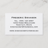 Carte De Visite Chanter Chef Restauration ou Planification d'événe (Dos)