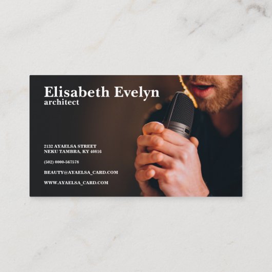 Carte De Visite Chanteur avec microphone en studio (Dos)