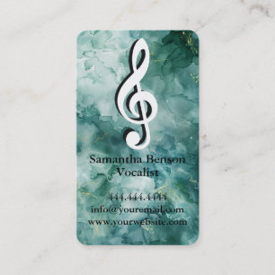 Carte De Visite Chanteur Chanteuse Clé Musicale Logo Noir Blanc
