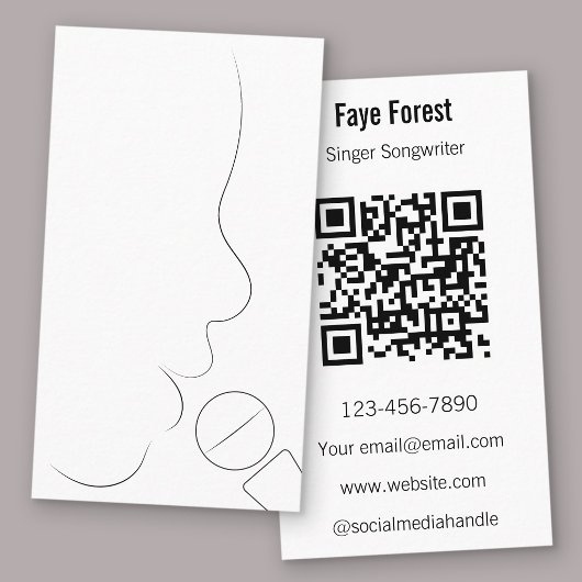 Carte De Visite Chanteur Compositeur & Professeur de Voix QR Code 