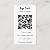 Carte De Visite Chanteur Compositeur & Professeur de Voix QR Code  (Dos)