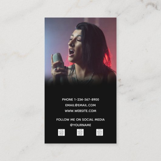 Carte De Visite Chanteur musicien compositeur bande photo QR Code (Dos)