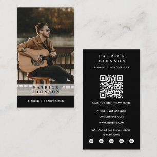 Carte De Visite Chanteur Musicien Parolier Photo Scan Code QR