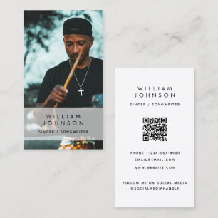 Carte De Visite Chanteur musicien Photo Drummer Social Media QR Co