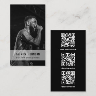 Carte De Visite Chanteur Musicien Photo Hip Hop Code QR scannable