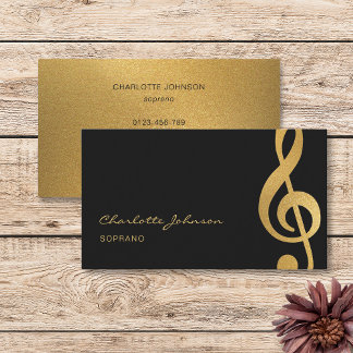 Carte De Visite Chanteur professionnel Gold Treble Clef