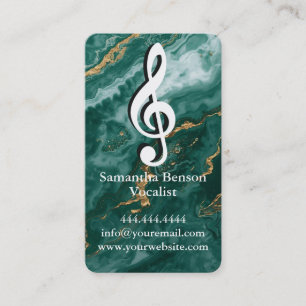 Carte De Visite Chanteur Vocaliste Logo Clé Musicale Noir Blanc