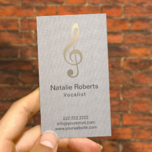 Carte De Visite Chanteur vocaliste Musical Clef Logo Linen Music