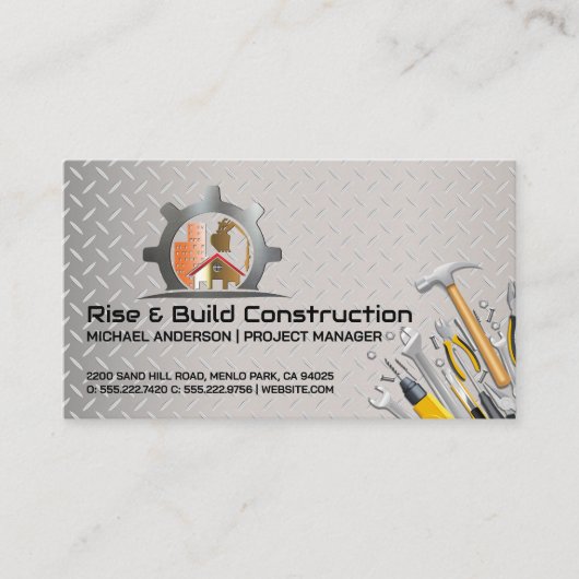 Carte De Visite Chantier de construction | Outils de cols bleus (Devant)