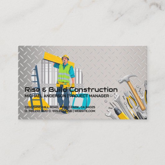 Carte De Visite Chantier de construction | Ouvrier du bâtiment (Devant)