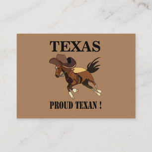 Carte De Visite Chapeau de Cowboy Cheval Texan Fier Texas