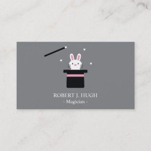 Carte De Visite Chapeau et baguette de lapin magique mignon