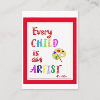 Carte De Visite Chaque enfant est un artiste, ATC,