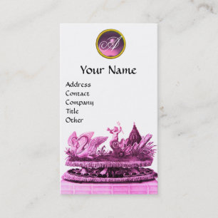 CARTE DE VISITE CHAR À BANCS ÉLÉGANT DE CYGNES AVEC CUPCAKES ET PÂ