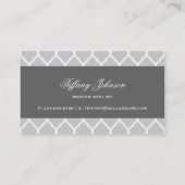 Carte De Visite Charbon et gris Moderne Quatrefoil marocain (Dos)