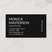 Carte De Visite Charcoal black minimalist monogram (Dos)