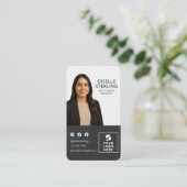 Carte De Visite Charcoal Grey Photo Logo Portrait Moderne (Debout devant)