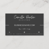 Carte De Visite Charcoal Grey Script moderne Luxe Immobilier (Dos)