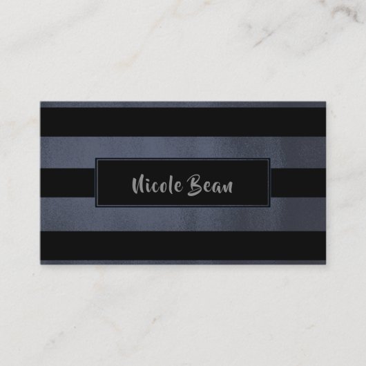 Carte De Visite Charcoal Gris Bleu Gris Noir Gris Chic Glam Modern (Devant)