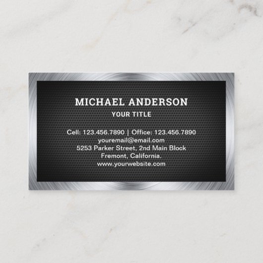 Carte De Visite Chariot de vidage de construction en maille noire (Dos)