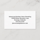 Carte De Visite Chariot d'enlèvement de la neige Société moderne (Dos)