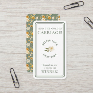 Carte De Visite Chariot Doré Non-Gagnant à Gratter Vert Sauge