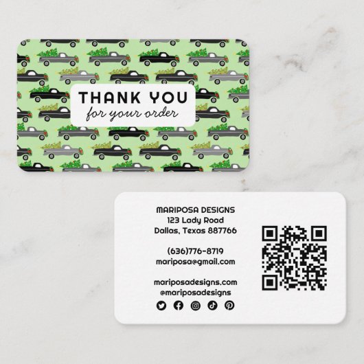 Carte De Visite Chariots de Noël Merci de commande client QR Code (Devant / Derrière)