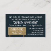 Carte De Visite Charity Yard Sale Event Publicité (Dos)