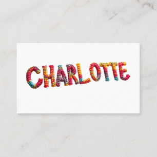 Carte De Visite Charlotte Nom dans le Motif Crochet Vibrant