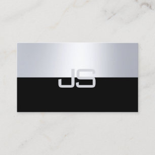 Carte De Visite Charmant Monogramme Moderne Argent Aspect Luxe