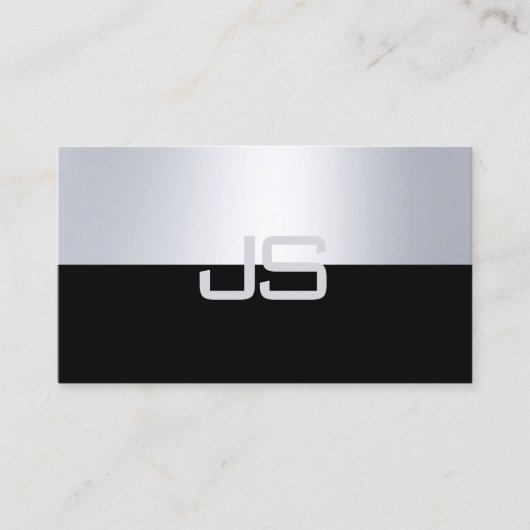 Carte De Visite Charmant Monogramme Moderne Argent Aspect Luxe (Devant)