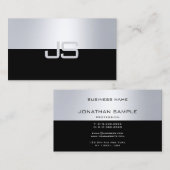 Carte De Visite Charmant Monogramme Moderne Argent Aspect Luxe (Devant / Derrière)