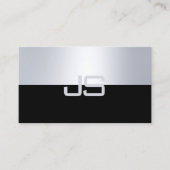 Carte De Visite Charmant Monogramme Moderne Argent Look Plat Luxe (Devant)