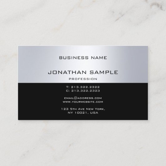 Carte De Visite Charmant Monogramme Moderne Argent Look Plat Luxe (Dos)