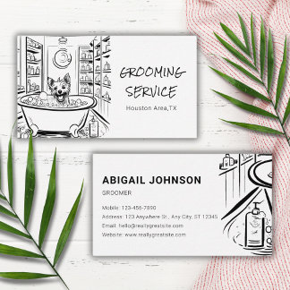 Carte De Visite Charmante croquis Chien dans un cadre Spa Animaux 